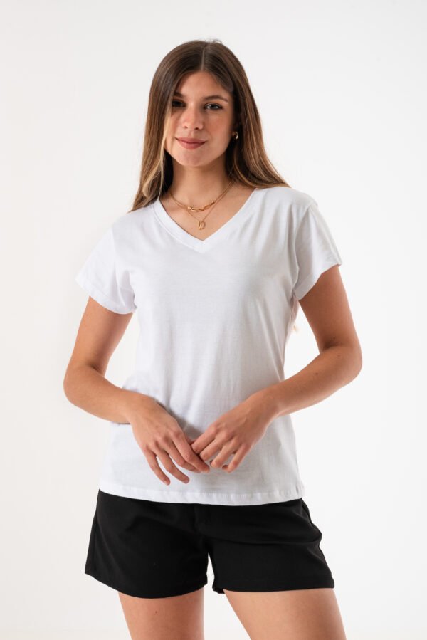Remeras cuello V lisa